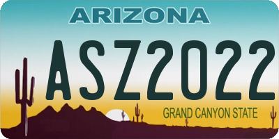 AZ license plate ASZ2022