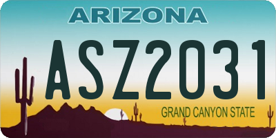 AZ license plate ASZ2031