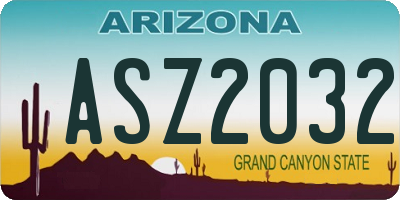 AZ license plate ASZ2032