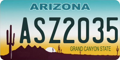 AZ license plate ASZ2035