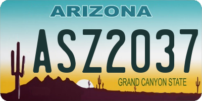 AZ license plate ASZ2037