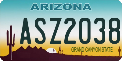 AZ license plate ASZ2038