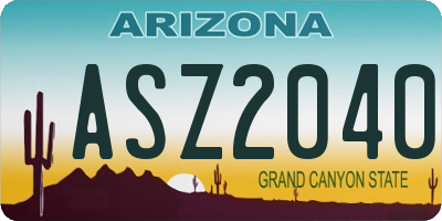 AZ license plate ASZ2040