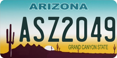 AZ license plate ASZ2049