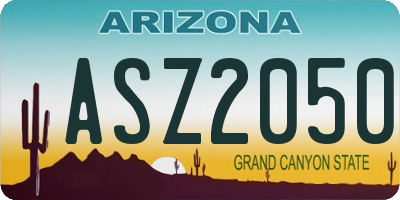 AZ license plate ASZ2050