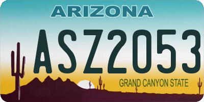 AZ license plate ASZ2053