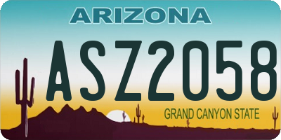 AZ license plate ASZ2058