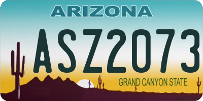 AZ license plate ASZ2073