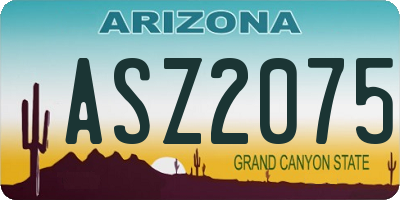 AZ license plate ASZ2075