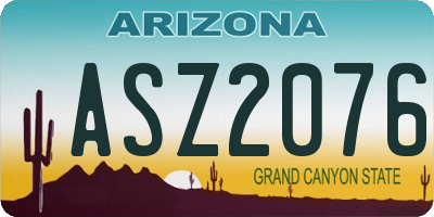AZ license plate ASZ2076