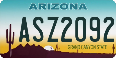 AZ license plate ASZ2092