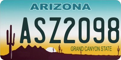 AZ license plate ASZ2098