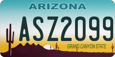 AZ license plate ASZ2099