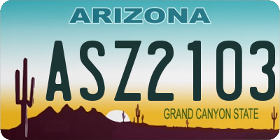 AZ license plate ASZ2103
