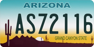 AZ license plate ASZ2116