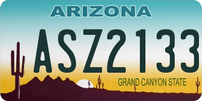 AZ license plate ASZ2133