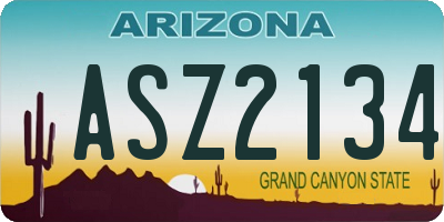 AZ license plate ASZ2134