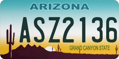 AZ license plate ASZ2136