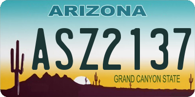 AZ license plate ASZ2137