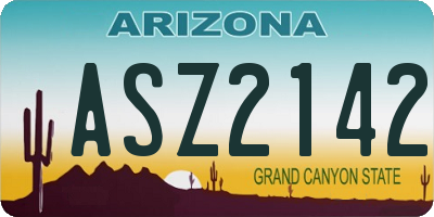 AZ license plate ASZ2142