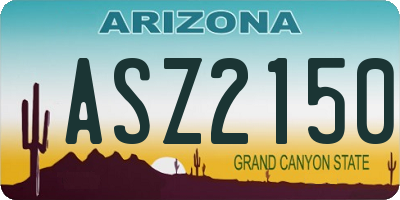 AZ license plate ASZ2150