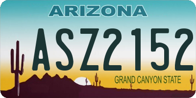 AZ license plate ASZ2152