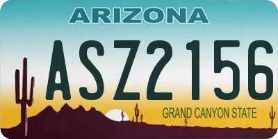 AZ license plate ASZ2156
