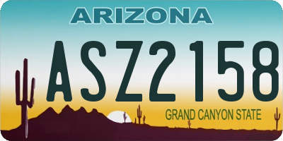 AZ license plate ASZ2158