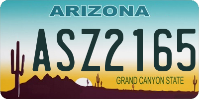 AZ license plate ASZ2165