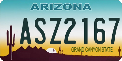 AZ license plate ASZ2167