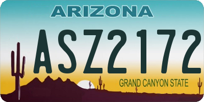 AZ license plate ASZ2172