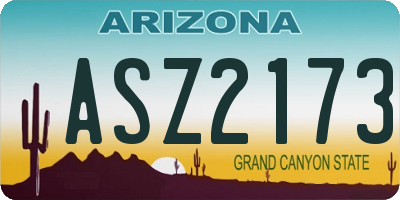 AZ license plate ASZ2173