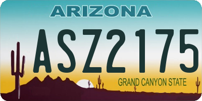 AZ license plate ASZ2175