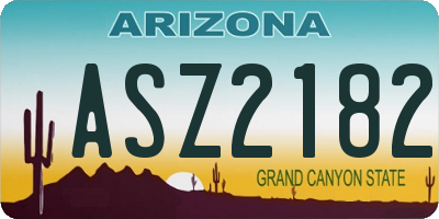 AZ license plate ASZ2182