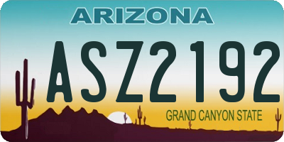 AZ license plate ASZ2192