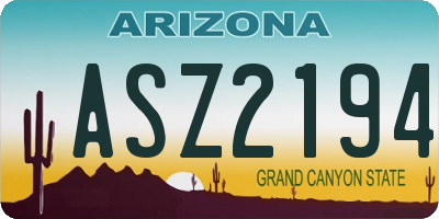 AZ license plate ASZ2194