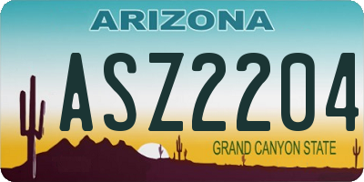 AZ license plate ASZ2204