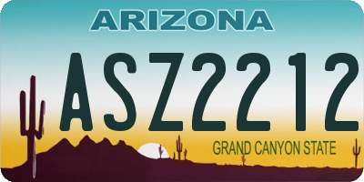 AZ license plate ASZ2212