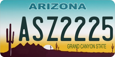 AZ license plate ASZ2225