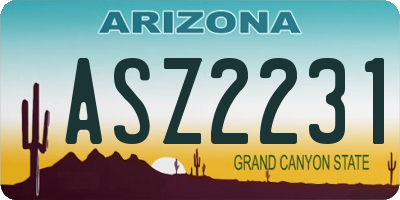 AZ license plate ASZ2231