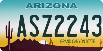 AZ license plate ASZ2243