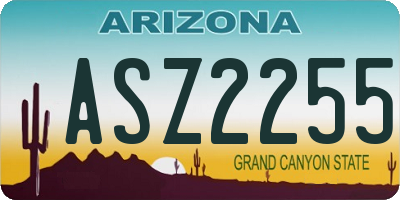 AZ license plate ASZ2255