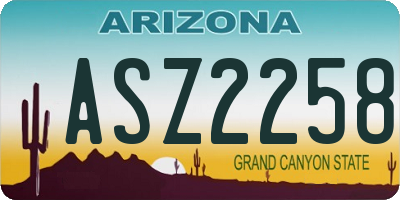 AZ license plate ASZ2258