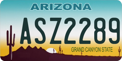 AZ license plate ASZ2289