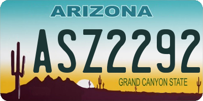 AZ license plate ASZ2292