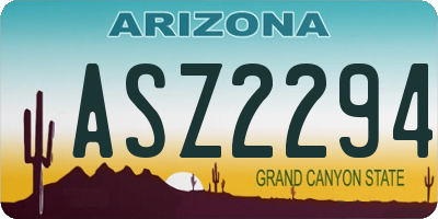 AZ license plate ASZ2294