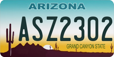 AZ license plate ASZ2302