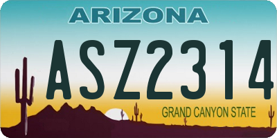 AZ license plate ASZ2314