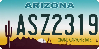 AZ license plate ASZ2319