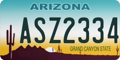 AZ license plate ASZ2334